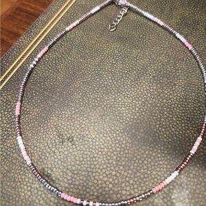 New See all pics! So pretty! New pink white silver Beaded Necklace